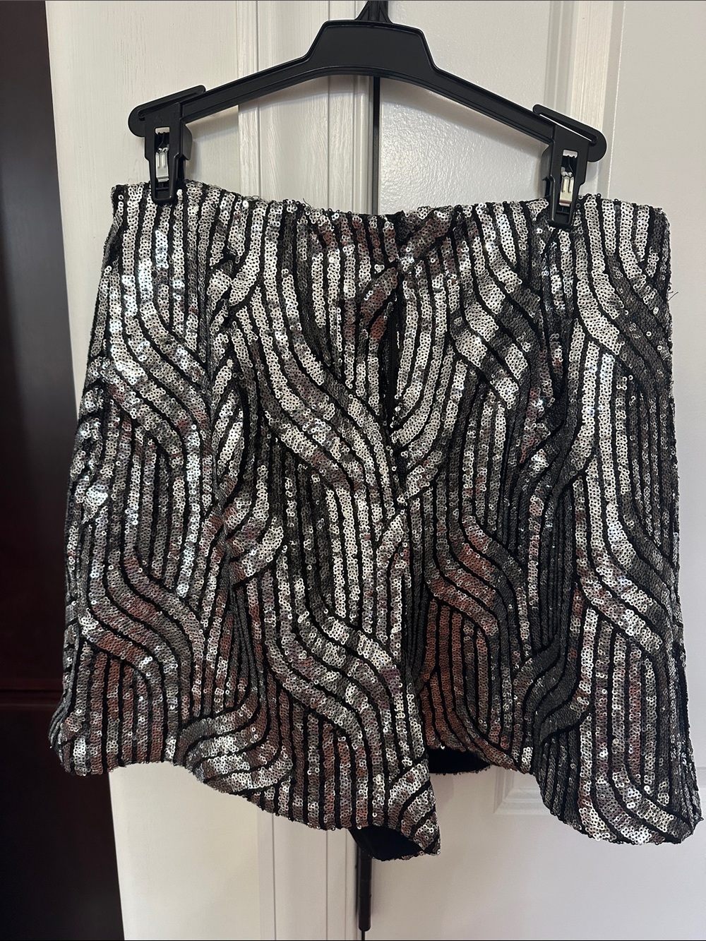 Zara Black and Silver Sequin High-Waist Shorts